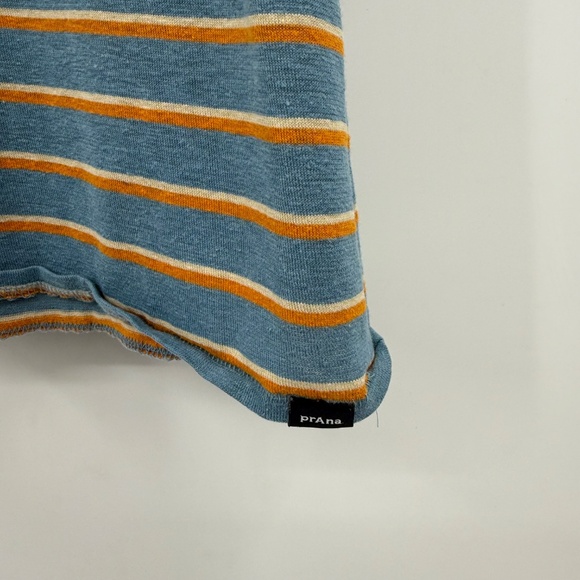 Prana Top Women Small Blue Cozy Up Tank Hemp Blend Orange Striped Sleeveless - Picture 3 of 12
